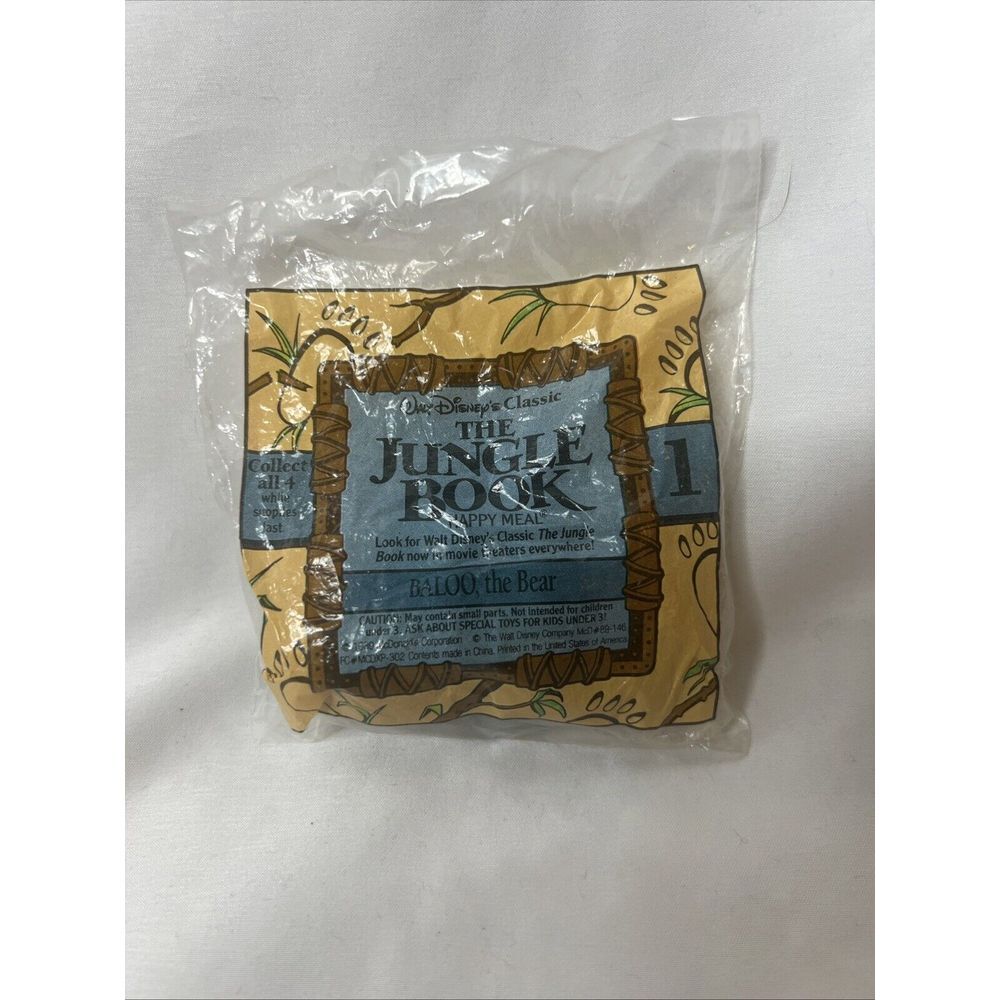 1989 Jungle Book McDonalds Happy‎ Meal Toy Baloo The Bear #1